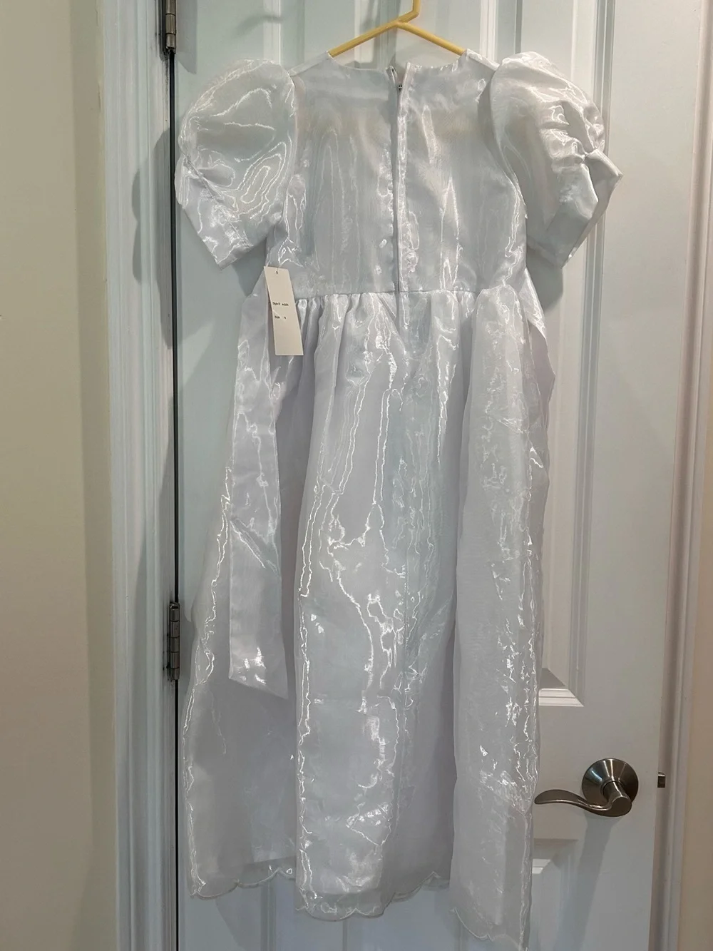 New Girls White Organza Party Dress Puff Sleeve Flower Girl Communion Size 6